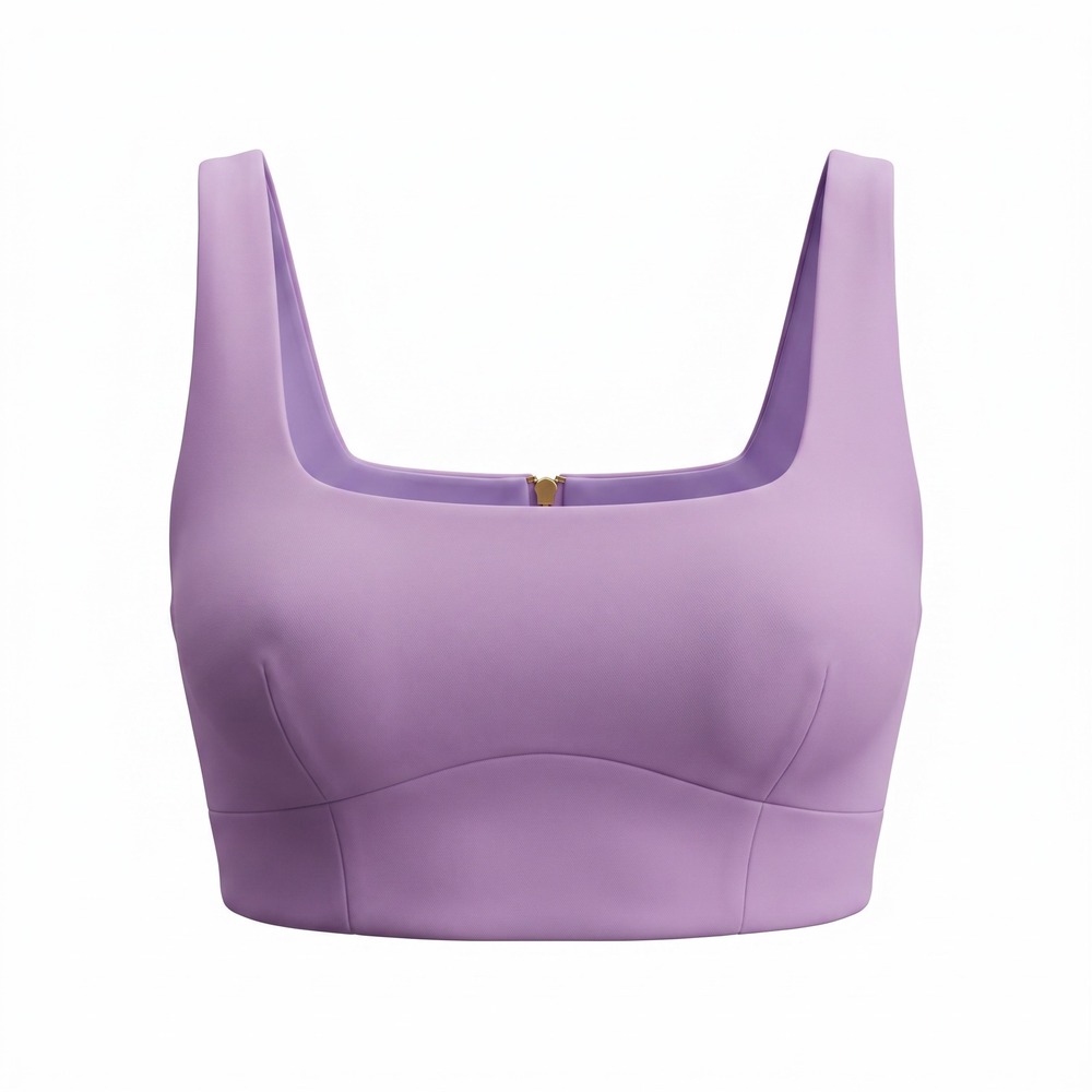 Showpo Elibeth Crop Top 10 Lilac Square Neck‎ Zipper Back Pastel Minimalist Chic